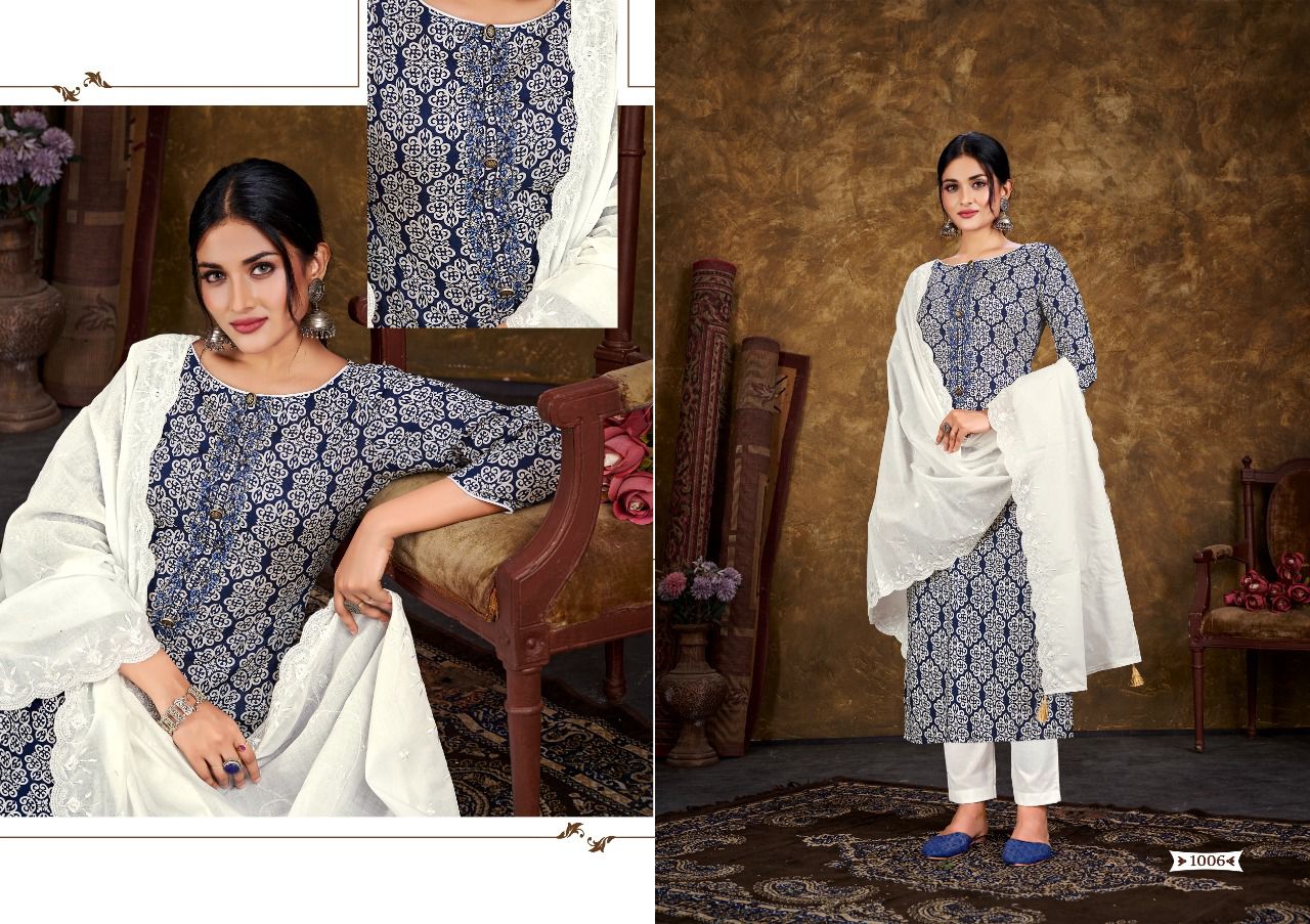Hermitage Vogue New Fancy Casual Wear Printed Cotton Embroidery Dress Material Collection
